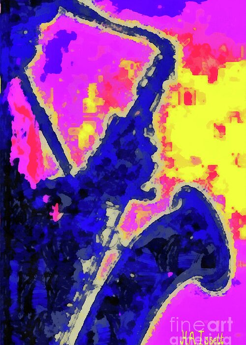 Performance Greeting Card featuring the digital art Abstrat Sax by Humphrey Isselt