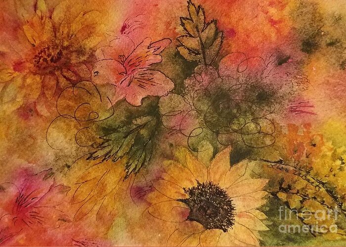 Fall Greeting Card featuring the painting Abundant Harvest by Lisa Debaets