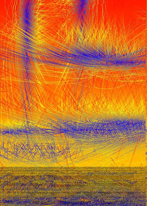 Rithmart Abstract Lines Organic Random Computer Digital Shapes Abstract Acanvas Algorithm Art Below Colors Designed Digital Display Drawn Images Number One Organic Recursive Reflection Series Shadowy Shapes Small Streaming Using Watery Greeting Card featuring the digital art Ac-1-24 by Gareth Lewis