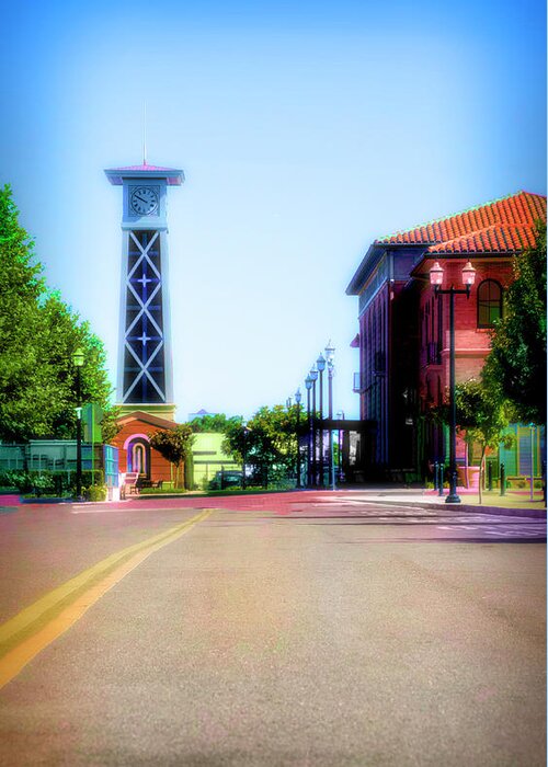 Tower Greeting Card featuring the digital art ACE Tower Stockton by Terry Davis