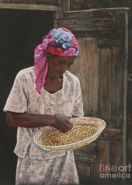 Roshanne Greeting Card featuring the pastel Acklins Corn by Roshanne Minnis-Eyma