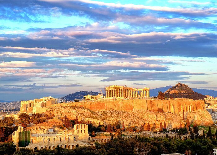 Acropolis Greeting Card featuring the photograph Acropolis of Athens by Fabrizio Troiani