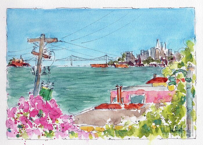 Impressionism Greeting Card featuring the painting Across The Bay From Sausalito by Pat Katz