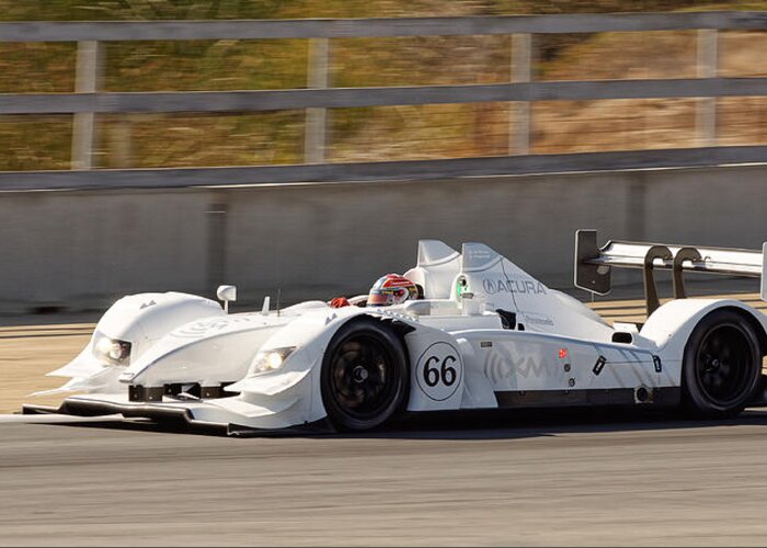 Darin Volpe Motorsports Greeting Card featuring the photograph In The Lead - Acura ARX-02 Number 66 at Laguna Seca Raceway by Darin Volpe