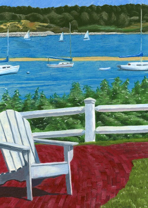 Adirondack Chair Greeting Card featuring the drawing Adirondack Chair on Cape Cod by Dominic White