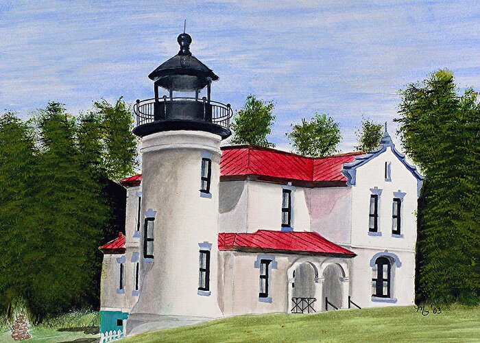 Painting Greeting Card featuring the painting Admiralty Head Lighthouse by Mary Gaines