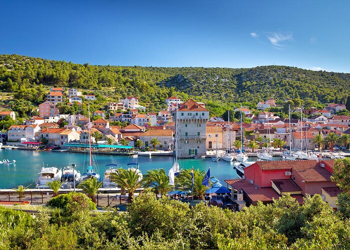Marina Greeting Card featuring the photograph Adriatic village of Marina near Trogir by Brch Photography