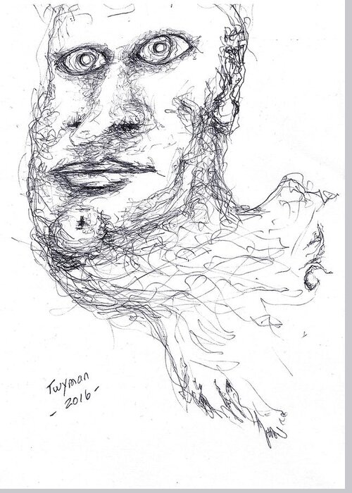 Man Greeting Card featuring the drawing Adrift by Dan Twyman