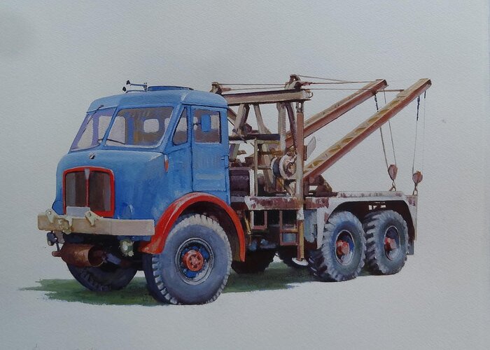 Aec Greeting Card featuring the painting AEC Militant wrecker. by Mike Jeffries