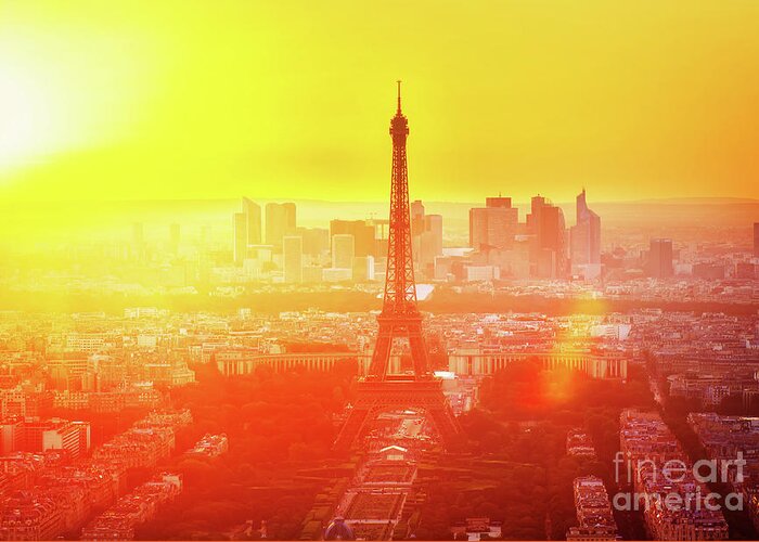 Eiffel Greeting Card featuring the photograph Sunset in Paris #2 by Anastasy Yarmolovich