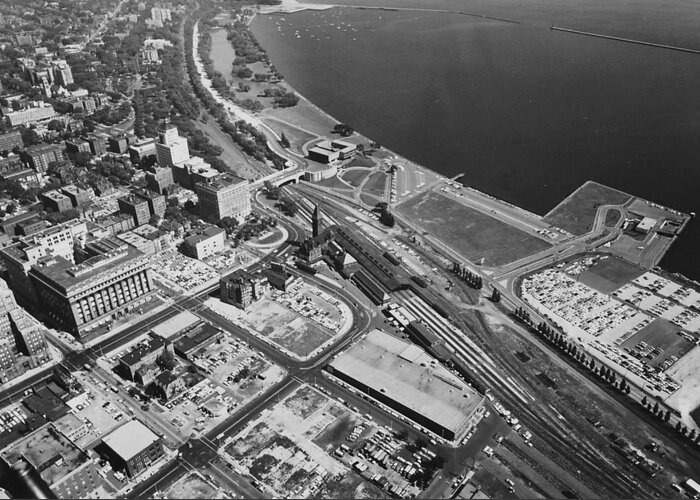 Milwaukee Greeting Card featuring the photograph Aerial Shot of Milwaukee - 1961 by Chicago and North Western Historical Society