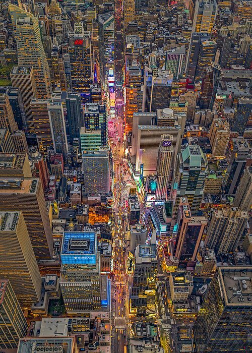 Times Square Greeting Card featuring the photograph Aerial Times Square New York City by Susan Candelario