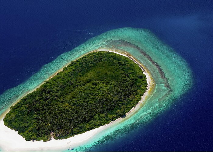 Island Greeting Card featuring the photograph Aerial View of Deserted Island. Maldives by Jenny Rainbow