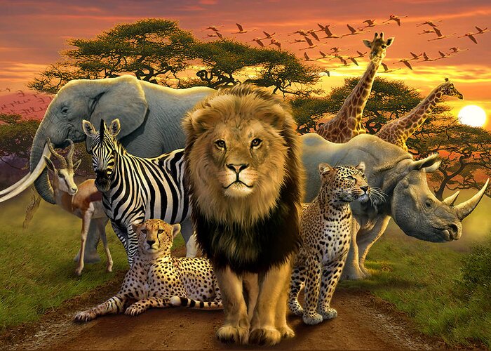 Africa Greeting Card featuring the photograph African Beasts by MGL Meiklejohn Graphics Licensing