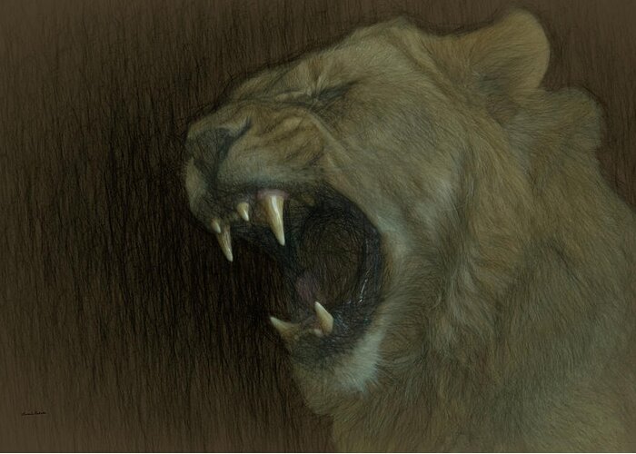 Lion Greeting Card featuring the digital art African Nightmare 1 by Ernest Echols