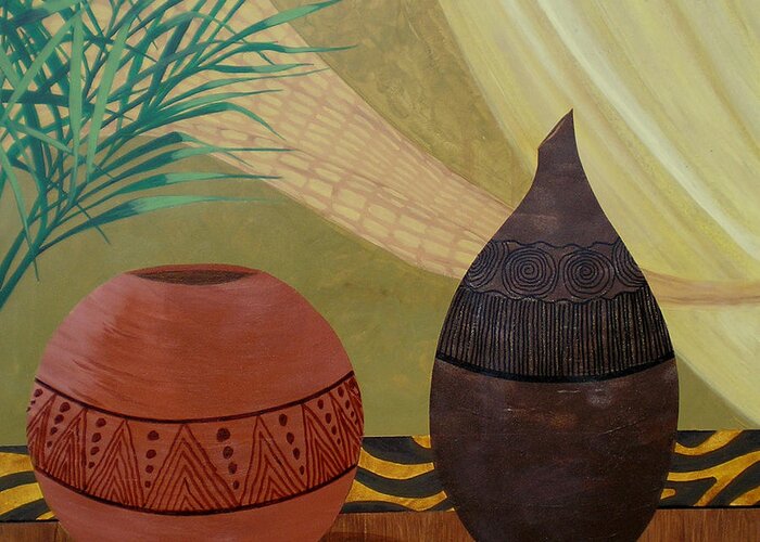 Modern Greeting Card featuring the painting African Style I by Herb Dickinson