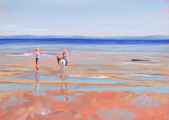 Oil Paint Greeting Card featuring the painting After the Walk - Whiting Bay by Trina Teele