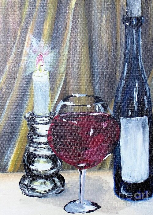 Wine Greeting Card featuring the painting After Work by Saundra Johnson
