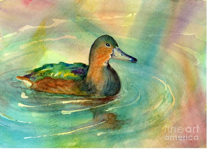Duck Greeting Card featuring the painting Afternoon Break by Amy Kirkpatrick