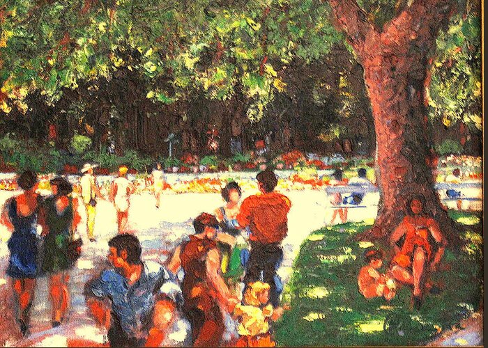 Landscape Greeting Card featuring the painting Afternoon in the Park by Walter Casaravilla