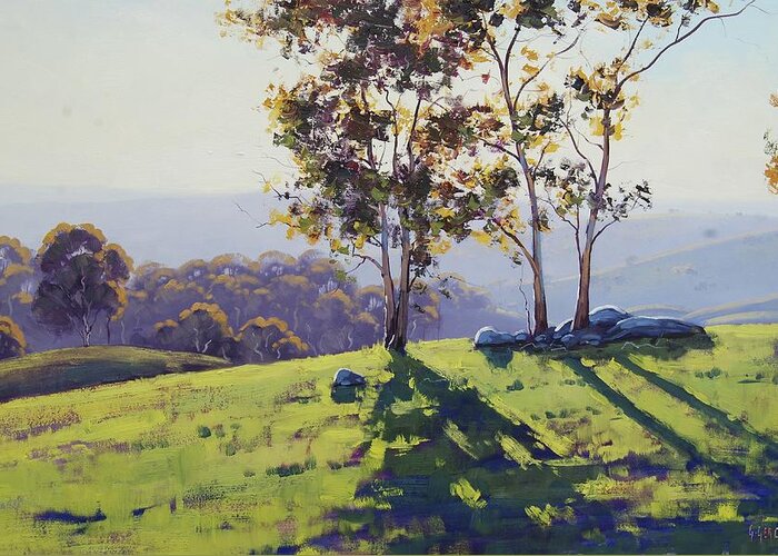 Nature Greeting Card featuring the painting Afternoon Light Cuthill Road by Graham Gercken
