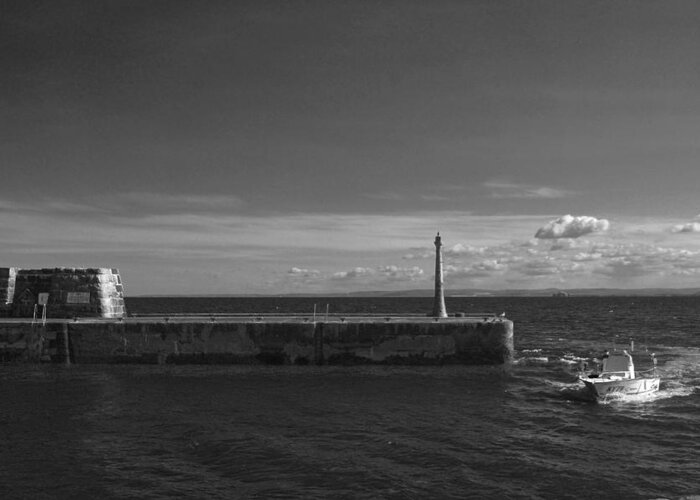 Black And White Breakwater Greeting Card featuring the photograph Afternoon on the breakwater by Elena Perelman