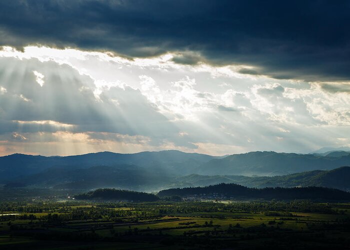 Barje Greeting Card featuring the photograph Afternoon rays over the Ljubljana Moors by Ian Middleton