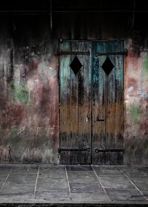 Door Greeting Card featuring the photograph Aged and erie door by Jeff Kurtz