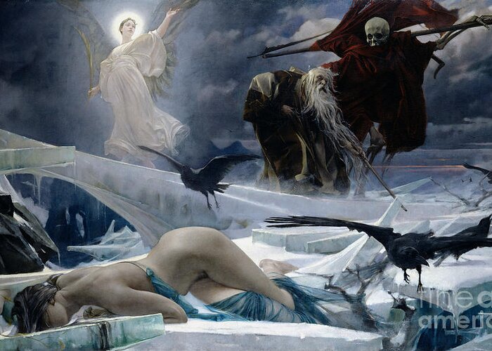 Ahasuerus Greeting Card featuring the painting Ahasuerus at the End of the World by Adolph Hiremy Hirschl