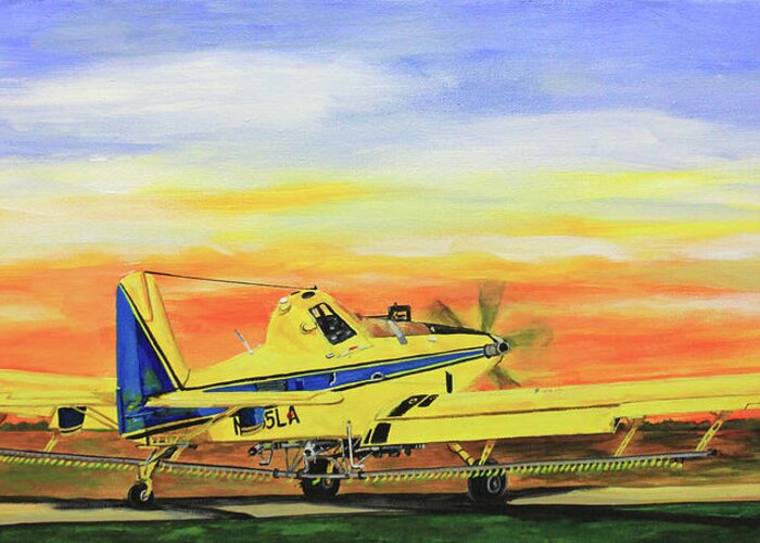 Air Tractor. Crop Duster Greeting Card featuring the painting Air Tractor Still At Work by Karl Wagner