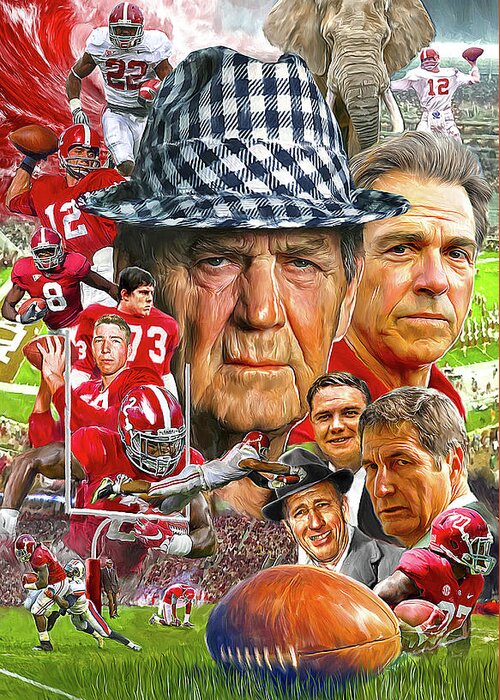 Alabama Football Greeting Card featuring the painting Alabama Crimson Tide by Mark Spears