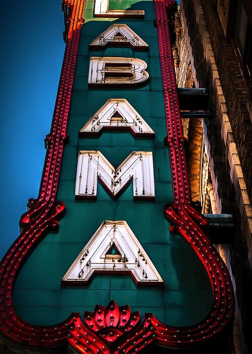 Alabama Theater Greeting Card featuring the photograph Alabama Theater Sign 1 by Phillip Burrow