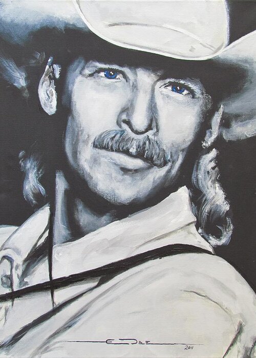 Alan Jackson Greeting Card featuring the painting Alan Jackson - In the Real World by Eric Dee