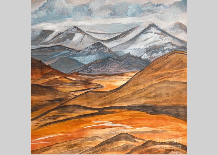 Landscape Greeting Card featuring the painting Alaska in November Larger Print Version ORIGINAL SOLD by Barbara Donovan