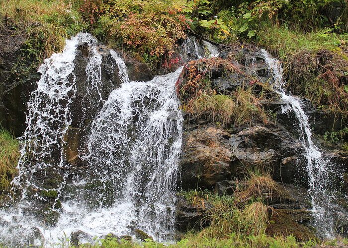 Waterfall Greeting Card featuring the photograph Alaska Waterfall by Trent Mallett