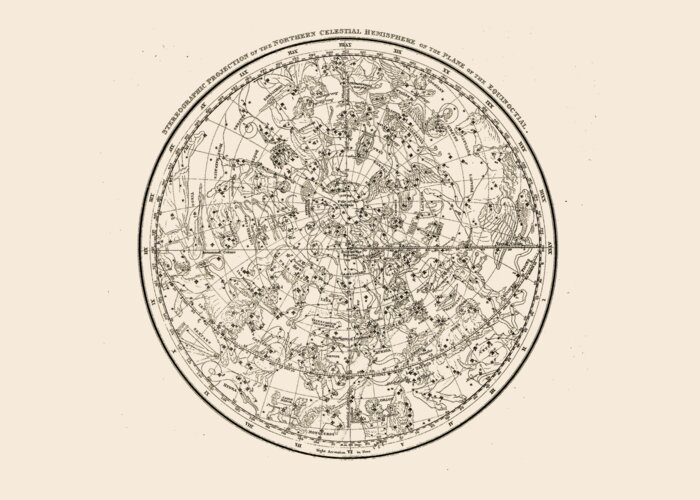 ‘celestial Maps’ Collection By Serge Averbukh Greeting Card featuring the digital art Alexander Jamieson's Celestial Atlas - Northern Hemisphere by Serge Averbukh