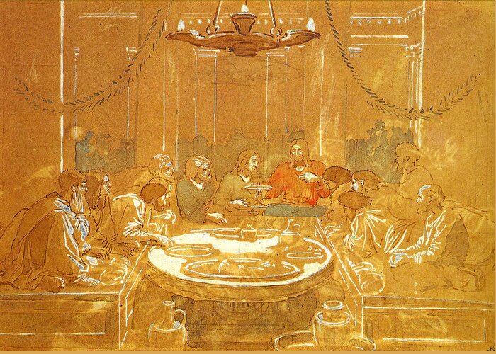 Alexandr Ivanov Greeting Card featuring the painting Alexandr Ivanov Last supper by MotionAge Designs