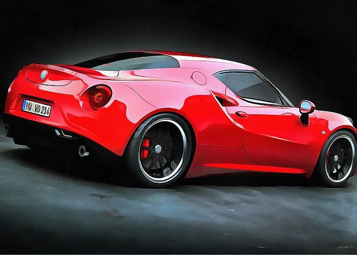 Alfa Romeo 4C Red Greeting Card by Dazzle Fillinheart