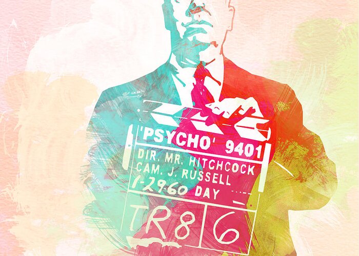 Alfred Hitchcock Greeting Card featuring the digital art Alfred Hitchcock by Naxart Studio