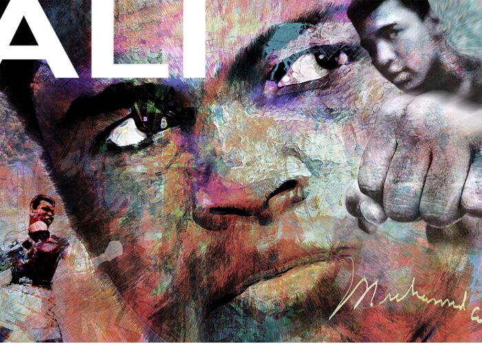 Muhammed Ali Greeting Card featuring the digital art Ali by Mal Bray