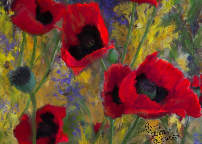 Flowers Greeting Card featuring the painting Alicias Poppies by Colleen Taylor