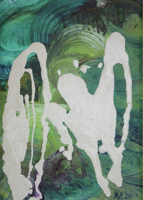 Abstract Greeting Card featuring the painting Alien Invasion by Madeleine Arnett