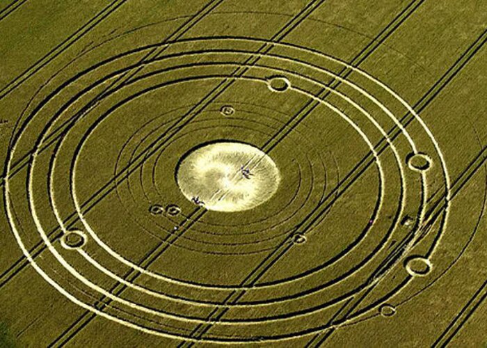 Crop Circle Greeting Card featuring the digital art Alien Message 3 by Dimaria Cynthia