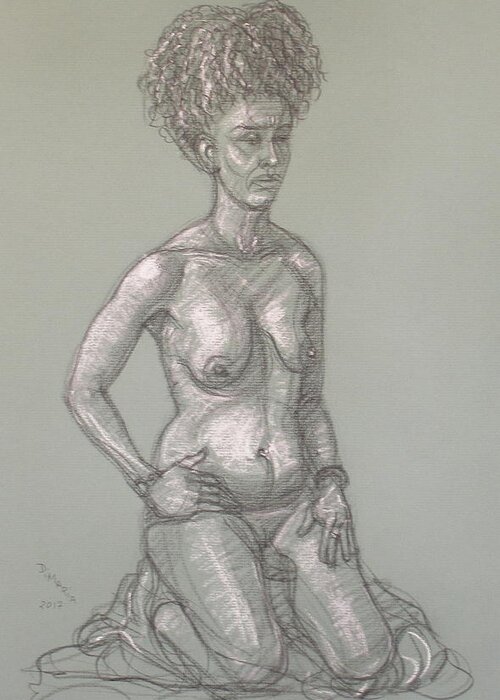 Realism Greeting Card featuring the drawing Alizabeth Kneeling by Donelli DiMaria