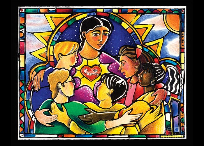 All Are Welcome Greeting Card featuring the painting All Are Welcome - MMAAW by Br Mickey McGrath OSFS