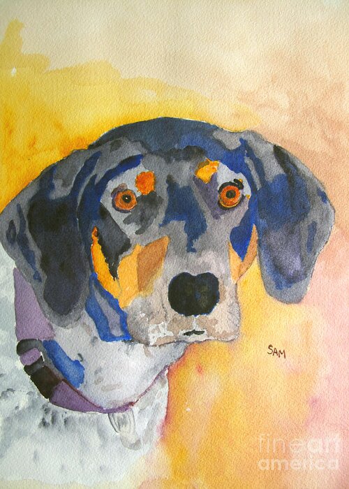 Dog Greeting Card featuring the painting All Ears by Sandy McIntire