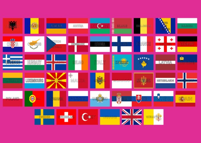  Europe Greeting Card featuring the digital art All European Flags by Roy Pedersen