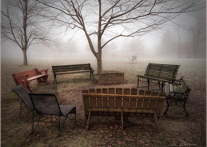 Benches Greeting Card featuring the photograph All That's Left by Peggy Dietz