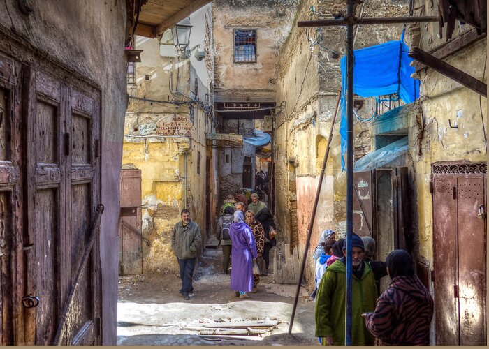 Fes Greeting Card featuring the photograph Alley in Fes medina by Claudio Maioli