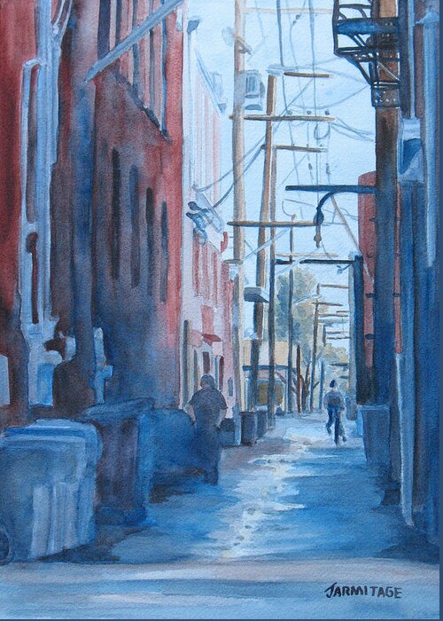 Alley Greeting Card featuring the painting Alley Shortcut by Jenny Armitage